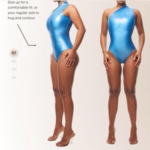 One-Shoulder Blue Bodysuit S